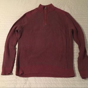 Burgundy Ribbed Express 1/4-zip Sweater